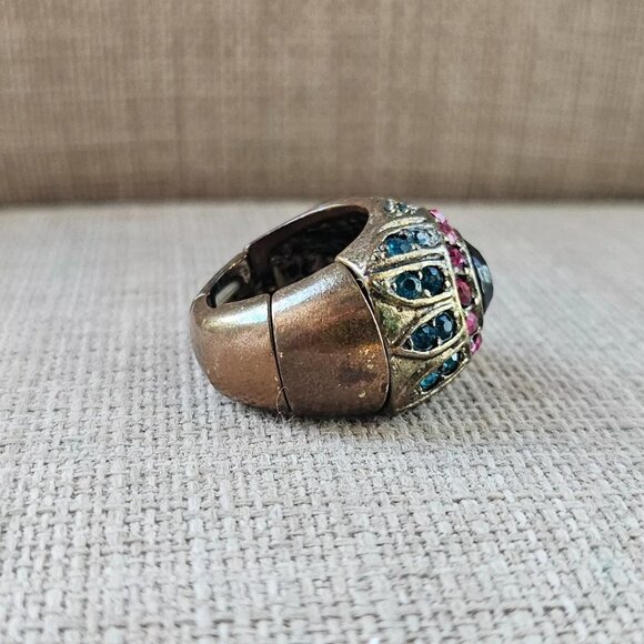 Women Ring Blue/Pink Crystals Accent Fashion Jewelry Size adjustable - Picture 5 of 12